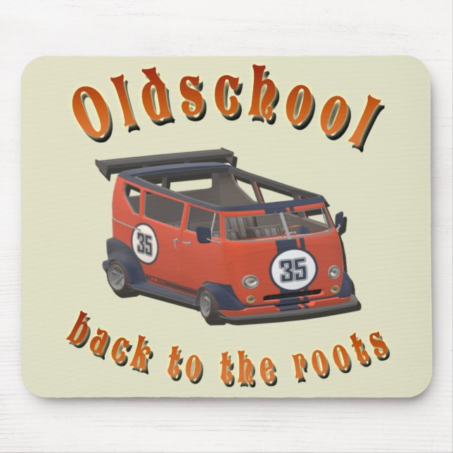 Oldschool Car Mouse Pad Retro Vintage Design (Front)
