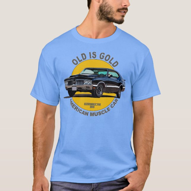 Oldsmobile 442 American Muscle 60s 70s Old is Gold T-Shirt (Front)
