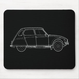 Oldtimer 2cv Dyane 6 Retro Illustration Mouse Pad