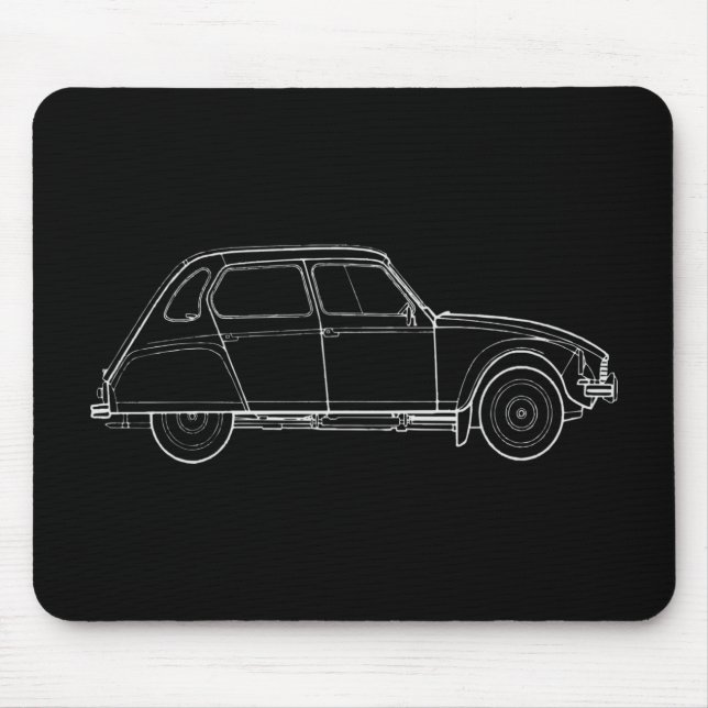 Oldtimer 2cv Dyane 6 Retro Illustration Mouse Pad (Front)