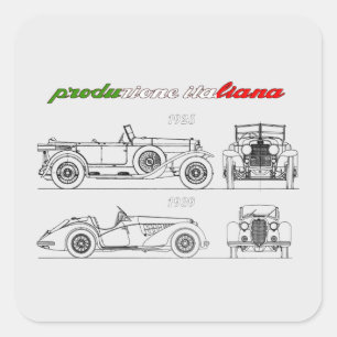 Oldtimer Amore Motore Alfa Romeo Square Sticker