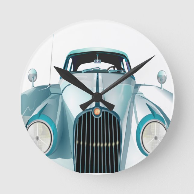 oldtimer car vintage automobile round clock (Front)
