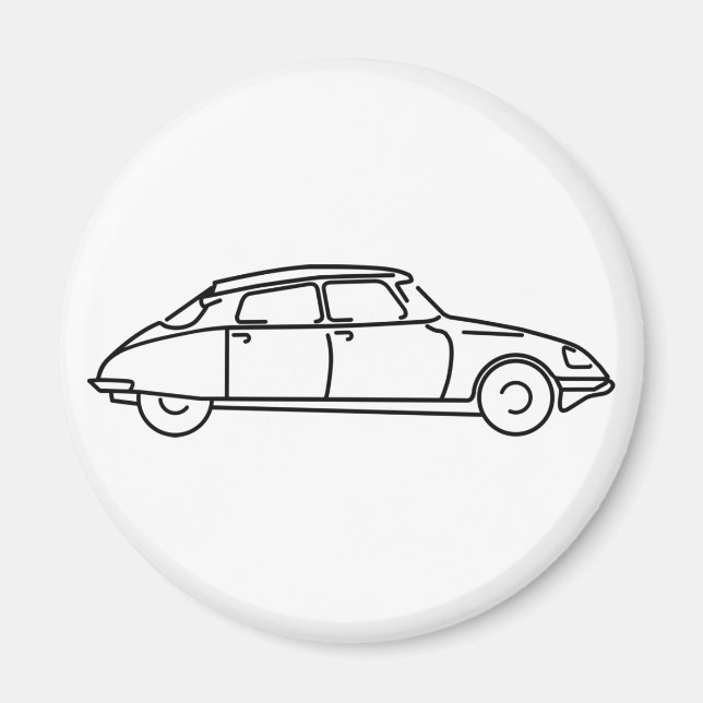 Oldtimer Citroen DS 19 Schwarze Silhouette Magnet (Front)