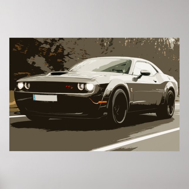 Oldtimer Muscle Car Dodge Challenger Auto Poster (Front)