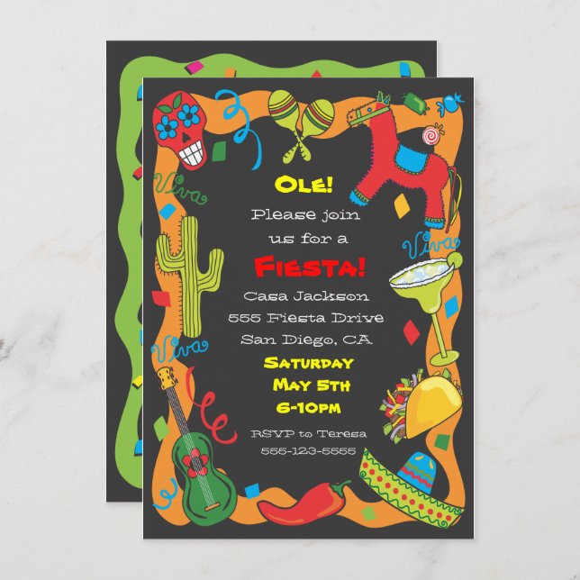 Ole! Mexican Fiesta Party Invitation (Front/Back)