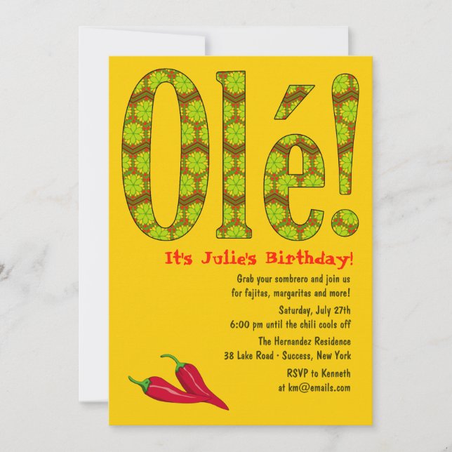 Ole! Mexican Theme Invitation (Front)