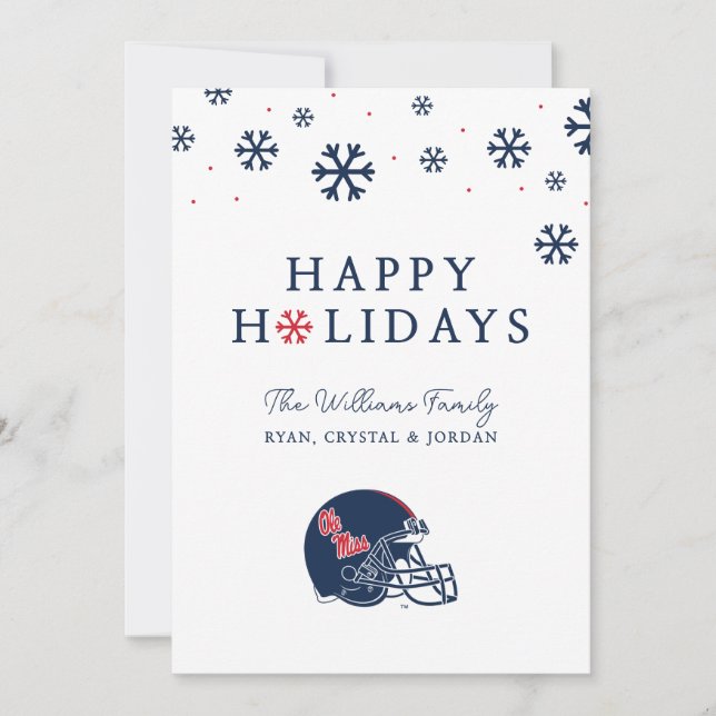 Ole Miss Football Helmet | Dark Blue Holiday Card (Front)