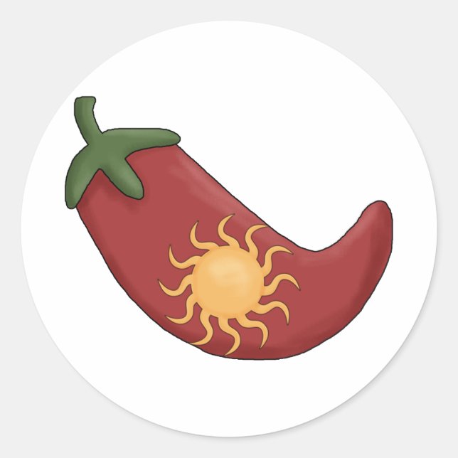 Ole!  Sun Stuffed Red Chilli Pepper Classic Round Sticker (Front)