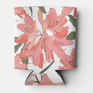 Oleander Flower: Orange White Can Cooler