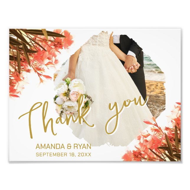 Oleander Flowers Thank you Wedding Photo Print (Front)