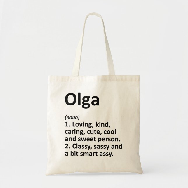 OLGA Definition Personalised Name Funny Birthday G Tote Bag (Front)