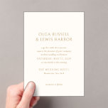 Olga Ivory and Gold Modern Wedding Acrylic Invitations<br><div class="desc">Modern wedding invitations featuring a clean and simple design with bold fonts.</div>