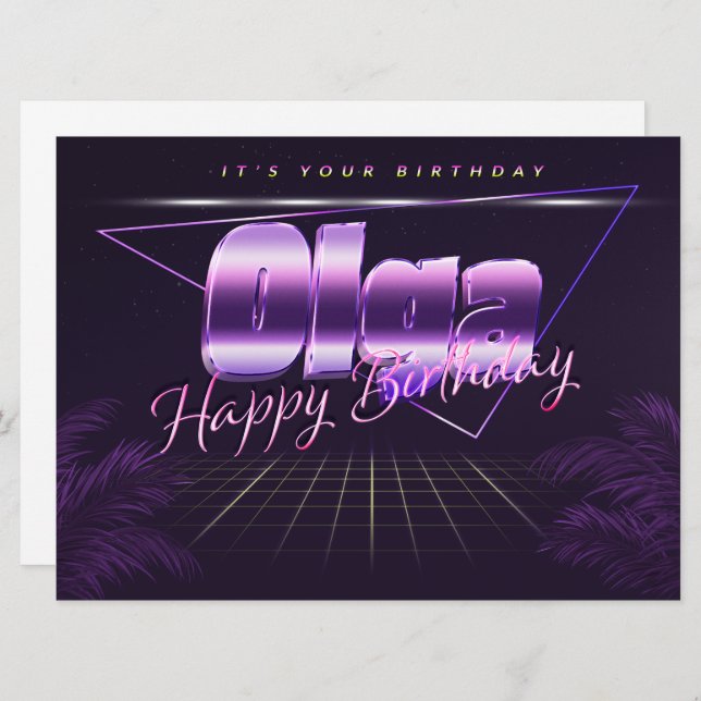 Olga Name First Name pura retro card Birthday (Front/Back)