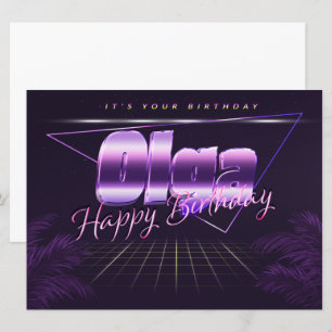 Olga Name Vorname lila retro Karte Geburtstag Card