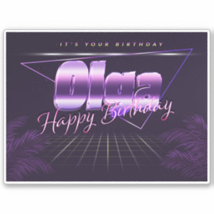 Olga Name Vorname lila retro Sticker Geburtstag