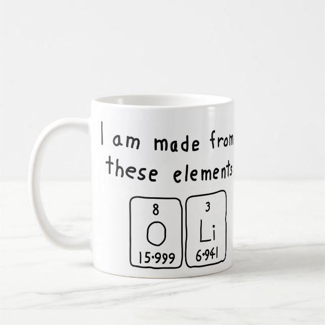 Oli periodic table name mug (Left)