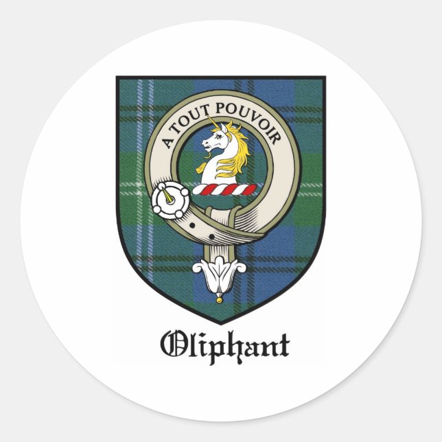Oliphant Clan Crest Badge Tartan Classic Round Sticker (Front)