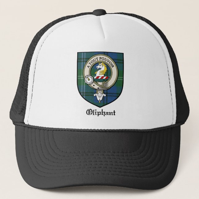 Oliphant Clan Crest Badge Tartan Trucker Hat (Front)