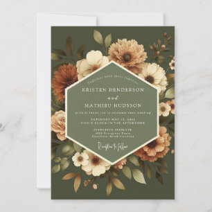 Olive Amber Vintage Wedding Invitation