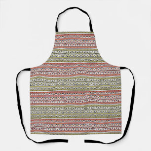 Olive and brown geometric ethnic ornament apron