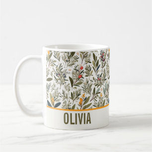 Olive and Herbs Minimal Elegant Personalised Coffee Mug