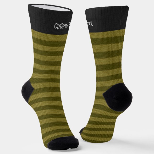 Olive and Khaki Stripes  Knit Effect - your Name Socks (Angled)