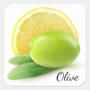Olive and lemon square sticker