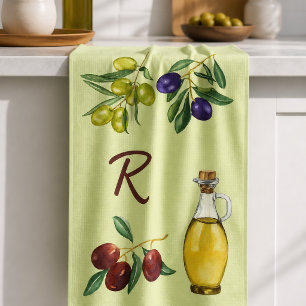 Olive And Oil Tea Towel