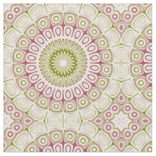 Olive and Rose Mandala Pattern Fabric