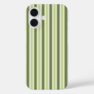 Olive and white candy stripes iPhone 16 case