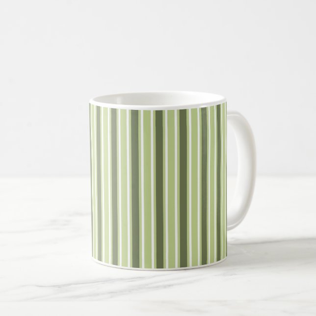 Olive and white candy stripes coffee mug (Front Right)