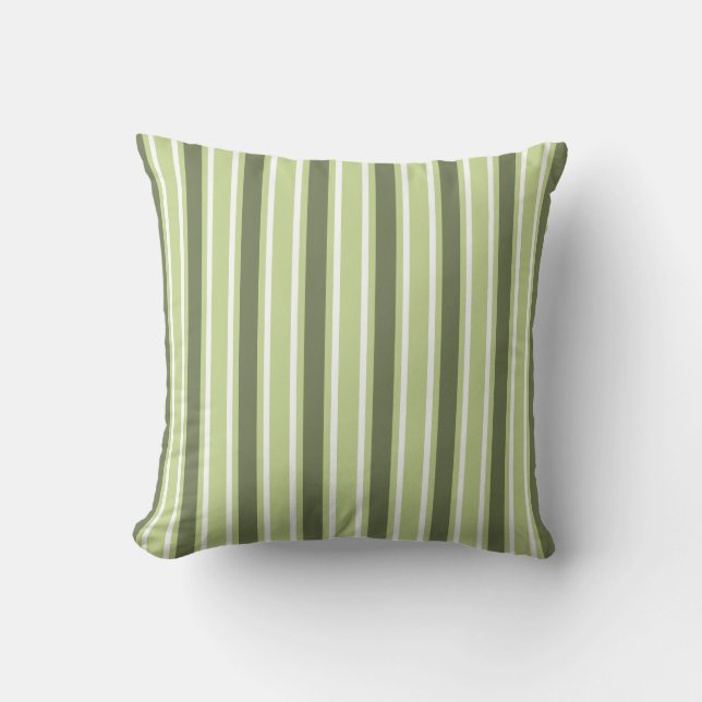 Olive and white candy stripes cushion (Front)