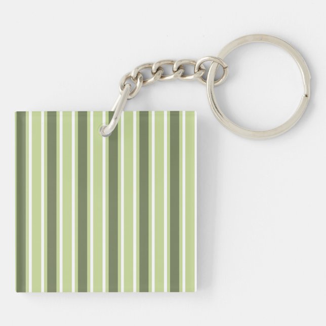 Olive and white candy stripes key ring (Back)