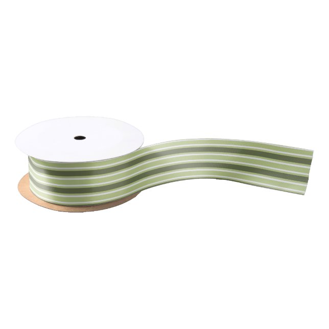Olive and white candy stripes satin ribbon (Spool)