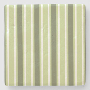 Olive and white candy stripes stone coaster
