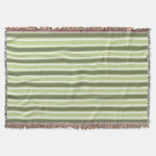 Olive and white candy stripes throw blanket