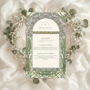 Olive Art Nouveau wedding Enclosure Card