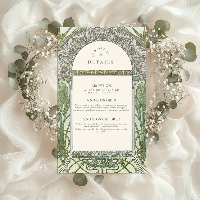Olive Art Nouveau wedding Enclosure Card (Creator Uploaded)