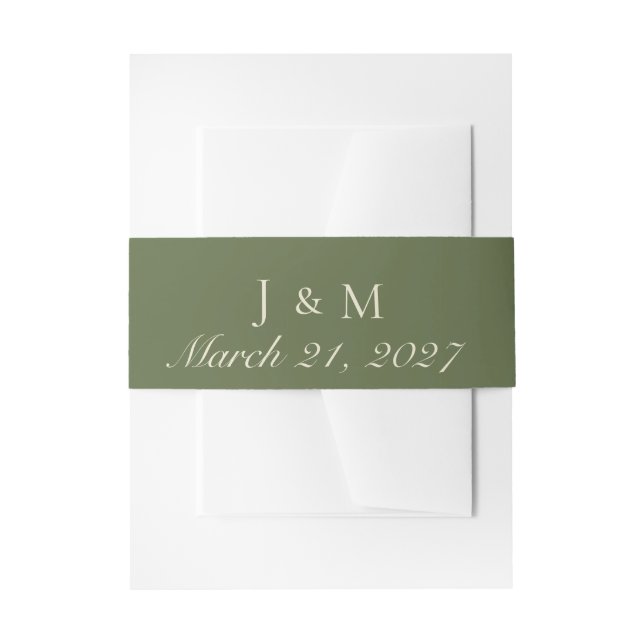 Olive & Beige Invitation Belly Band (Front Example)