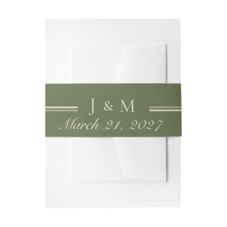 Olive & Beige Invitation Belly Band