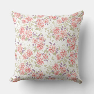 olive beige mosaic floral pattern retro  cushion