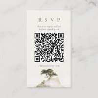 Olive Beige Serif Cypress Coast QR Code RSVP Card