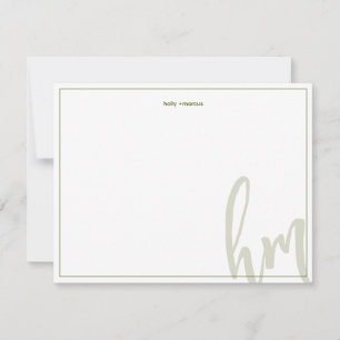Olive Big Monogram Couple Initials Wedding Simple Card