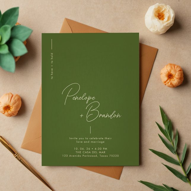 Olive Bliss Modern Elegance Wedding Invitation (Creator Uploaded)