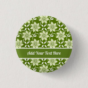 Olive Blossom Repeat 3 Cm Round Badge