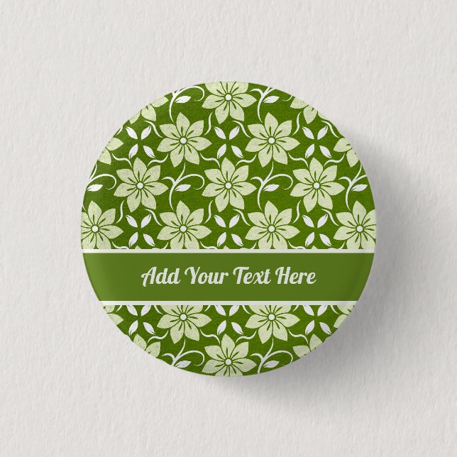 Olive Blossom Repeat 3 Cm Round Badge (Front)