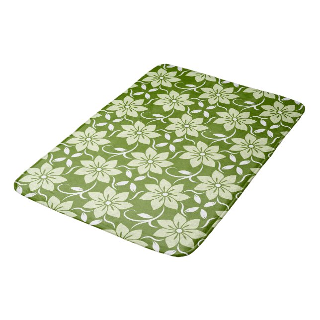 Olive Blossom Repeat Bath Mat (Angled)