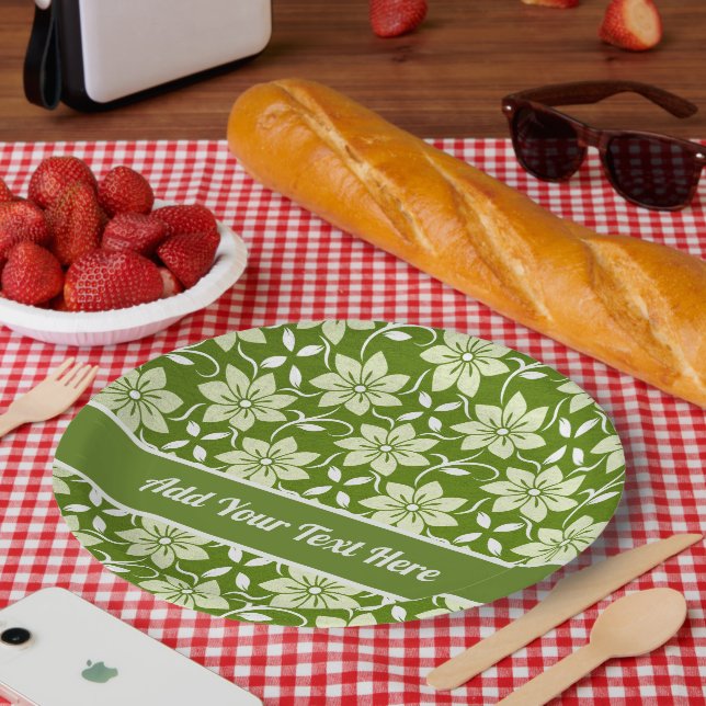 Olive Blossom Repeat Paper Plate (Picnic)