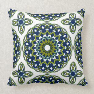 Olive-Blue Kaleidoheart Cushion