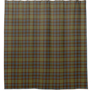 Olive Blue Orange Tartan Plaid Shower Curtain